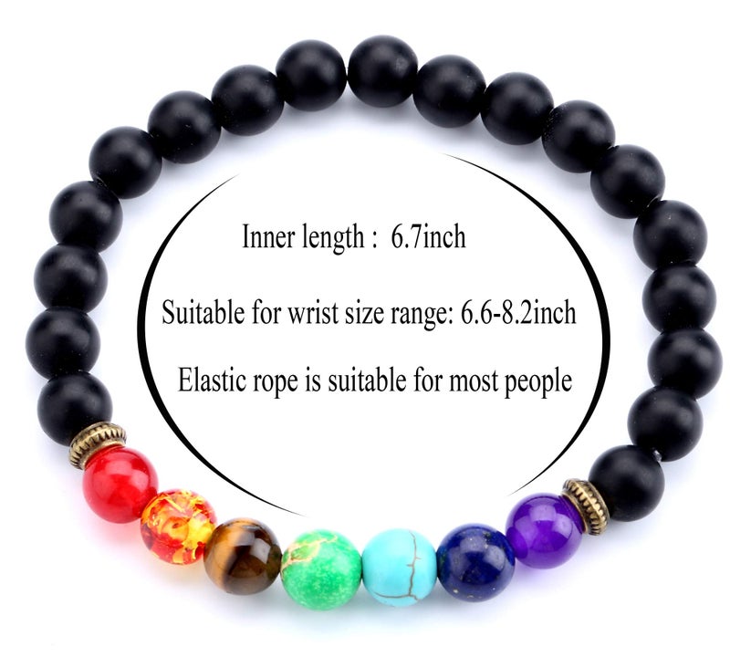 Hamoery Men Women 8mm Lava Rock 7 Chakra Beads Chakra Bracelet Braided Rope Natural Stone Yoga Bracelet Bangle - Image 3